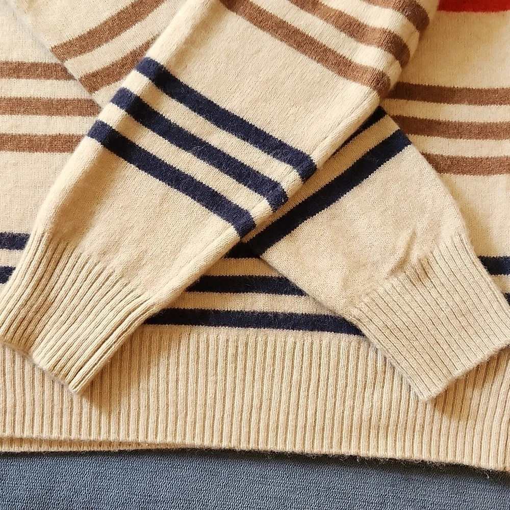 J.Crew Rugged Merino Wool Blend Striped Men's Sweater sz XL